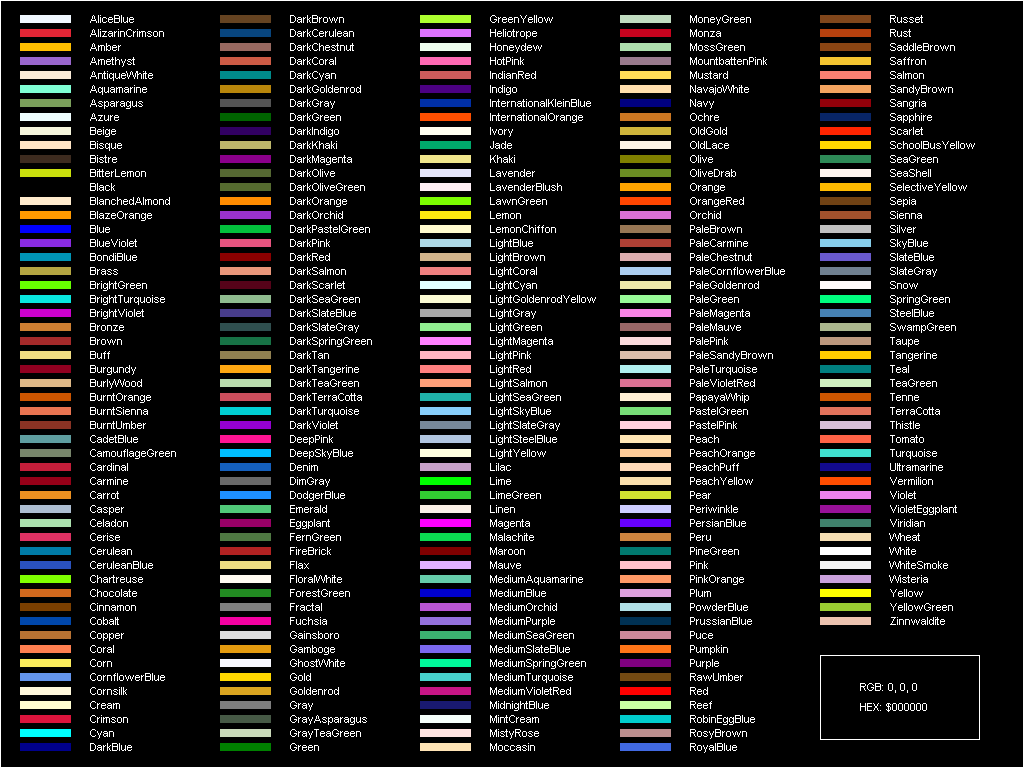 Names Of Colors